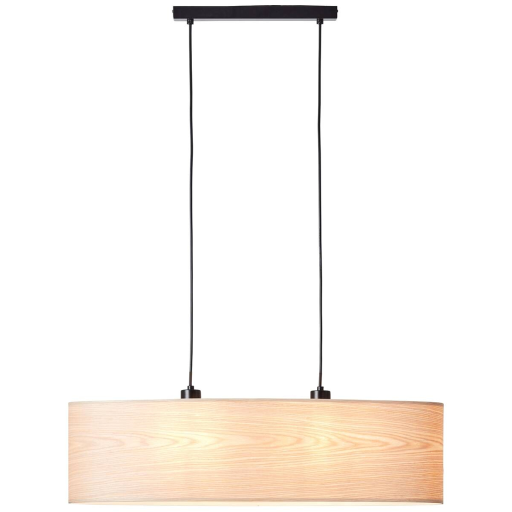 Brilliant Pendelleuchte Romm 99492/76 natur schwarz Holz Metall B/H/T: ca. 78x120x22 cm E27 2 Brennstellen