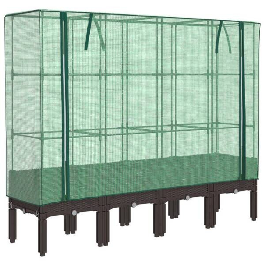 Hochbeet mit Gewächshaus braun Polypropylen B/H/L: ca. 40x140x160 cm