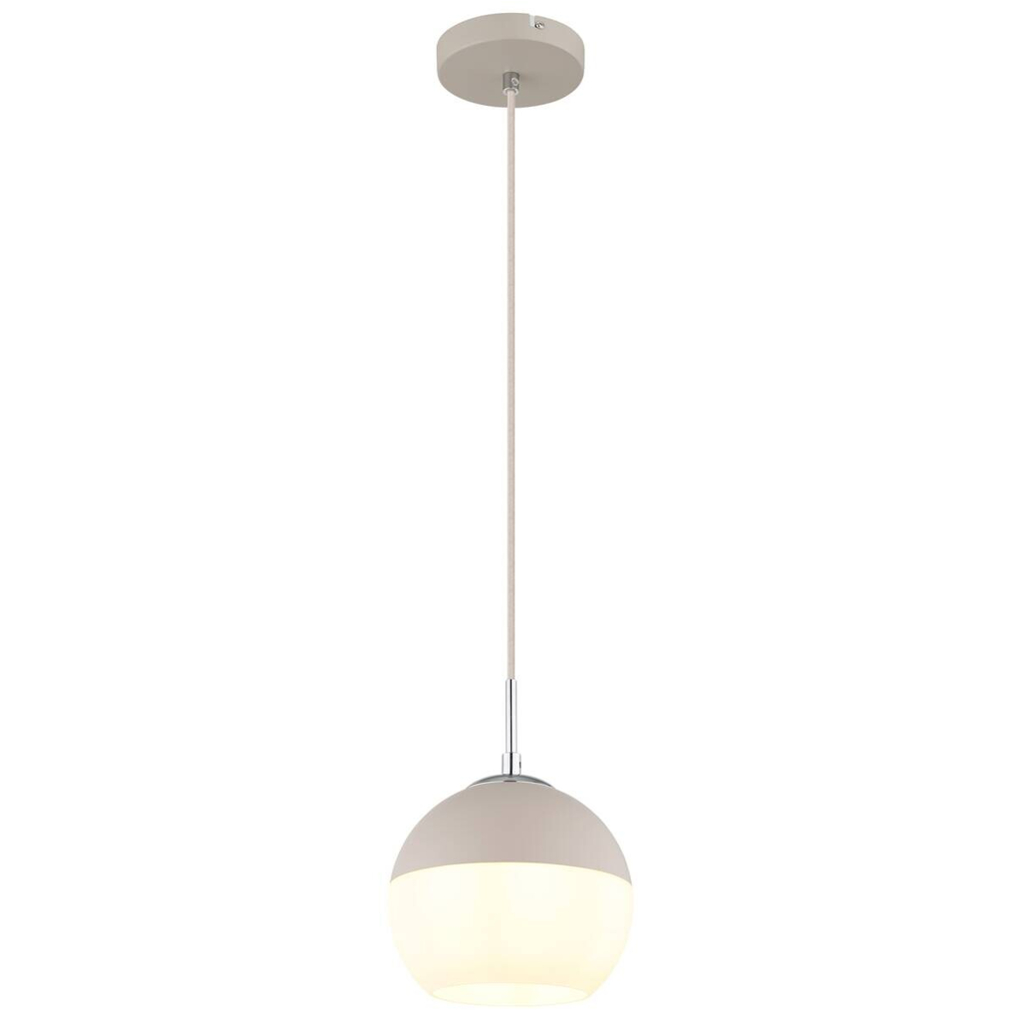 GLOBO Pendelleuchte weiß Opal sand Glas Textil Metall H/D: ca. 120x20 cm E27 1 Brennstellen
