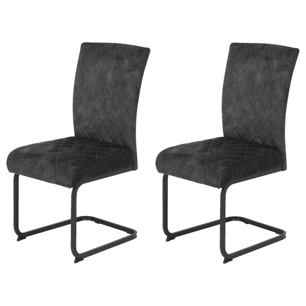 Schwingstuhl Rachel I, 2er-Set anthrazit Microfaser B/H/T: ca. 46x96x60 cm
