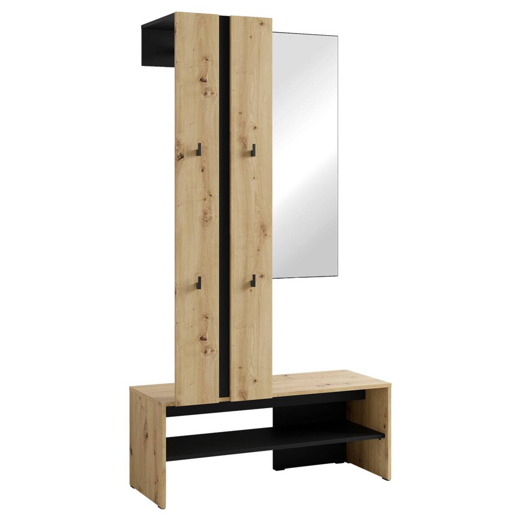 Garderobenset NANTE Eiche schwarz B/H/T: ca. 100x186x40 cm