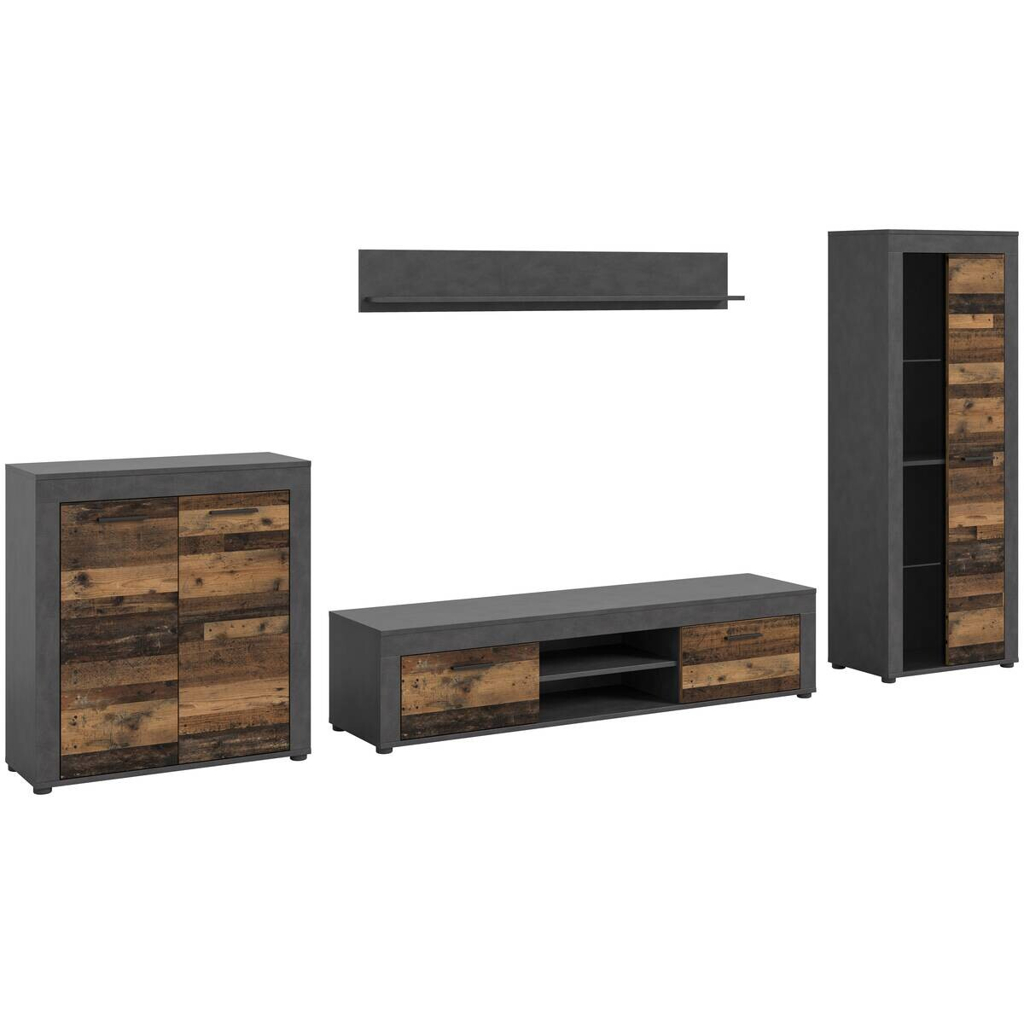 Wohnwand Jam Matera Nachbildung Old Wood Nachbildung B/H/T: ca. 159x330x35 cm