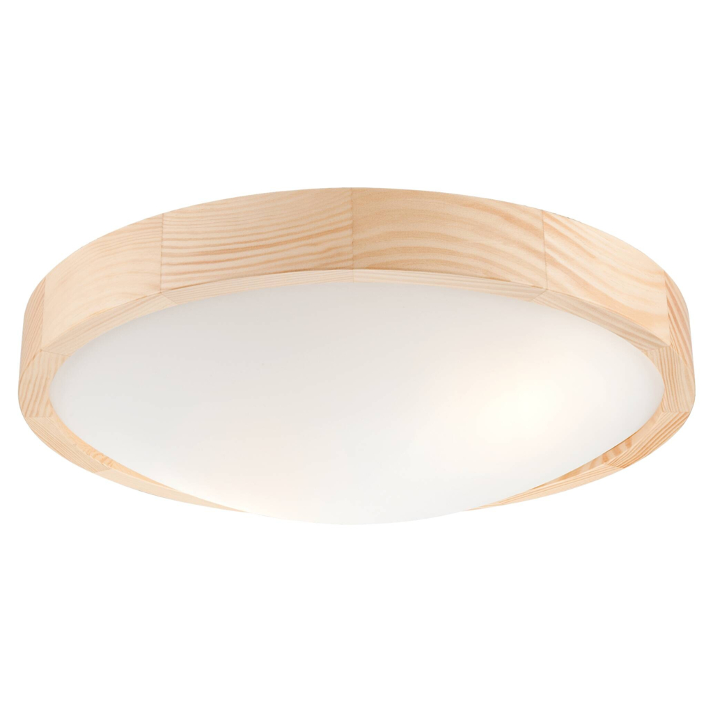 Lamkur Deckenleuchte Anello kiefer Glas Holz H/L: ca. 8x37 cm E27 2 Brennstellen