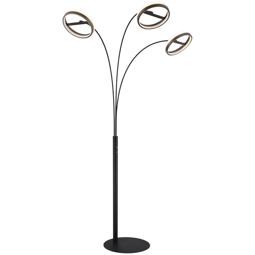 GLOBO Stehlampe DELLA 67179S1 schwarz grau Kunststoff Metall B/H/L: ca. 102,3x190,2x83,7 cm 1 Brennstellen