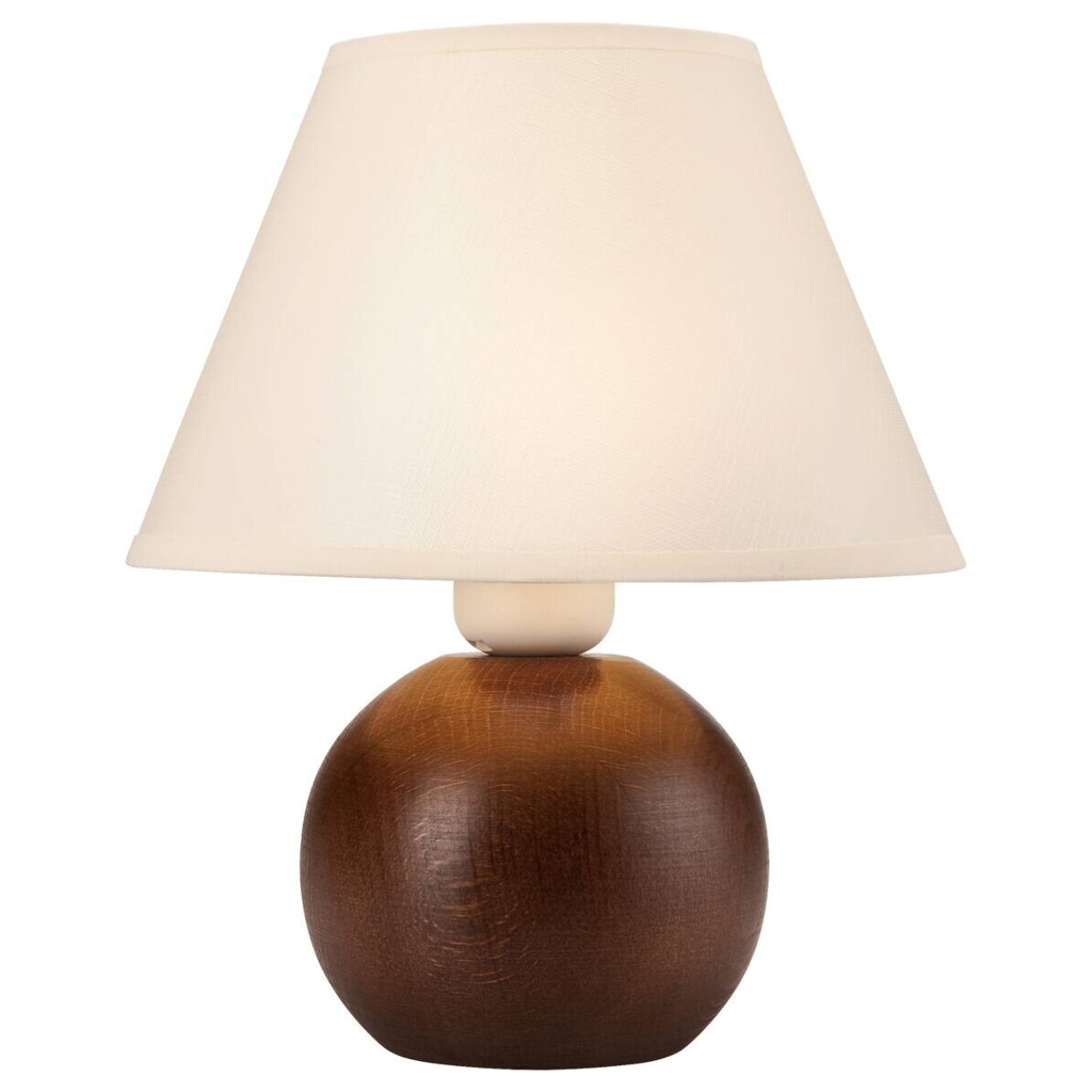 Lamkur Tischleuchte Ball natur Stahl Holz Stoff H/L: ca. 24x19 cm E27 1 Brennstellen