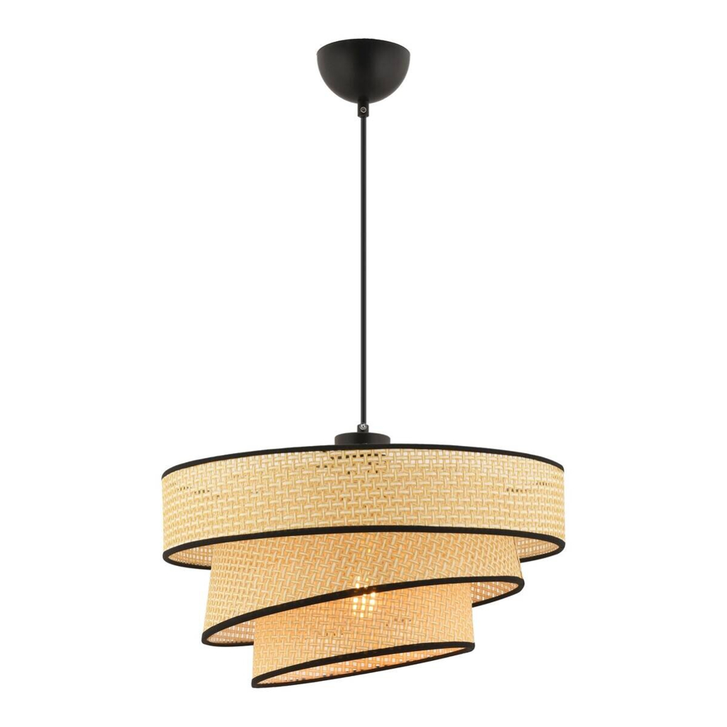 Opviq Pendelleuchte Couper schwarz kamel Metall Baumwolle B/H/L: ca. 40x72x40 cm E27 1 Brennstellen