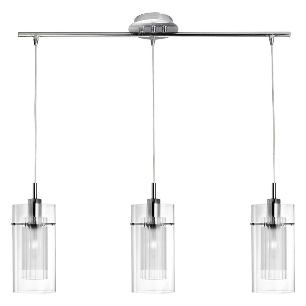 Searchlight Pendelleuchte Duo Chrom Glas Stahl B/H/L: ca. 12x130x71 cm E14 3 Brennstellen