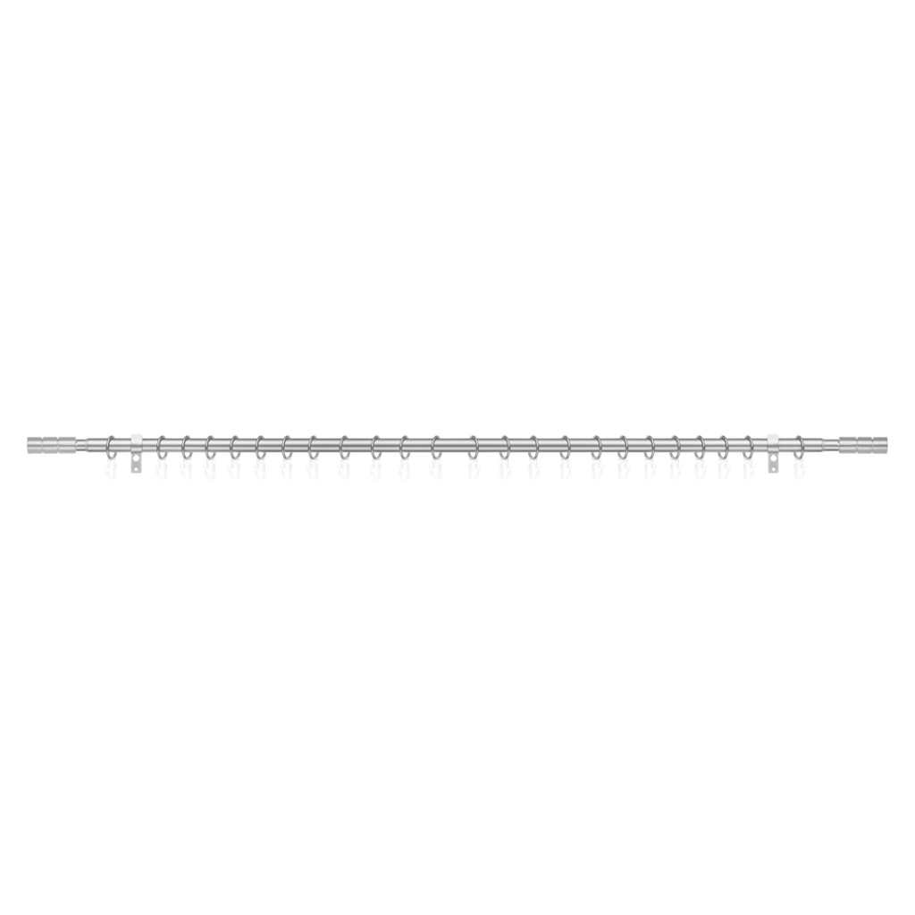 LICHTBLICK Gardinenstange Zylinder Edelstahloptik Metall D: ca. 2 cm ausziehbar von ca. 130 bis 240 cm 1.0 Läufe