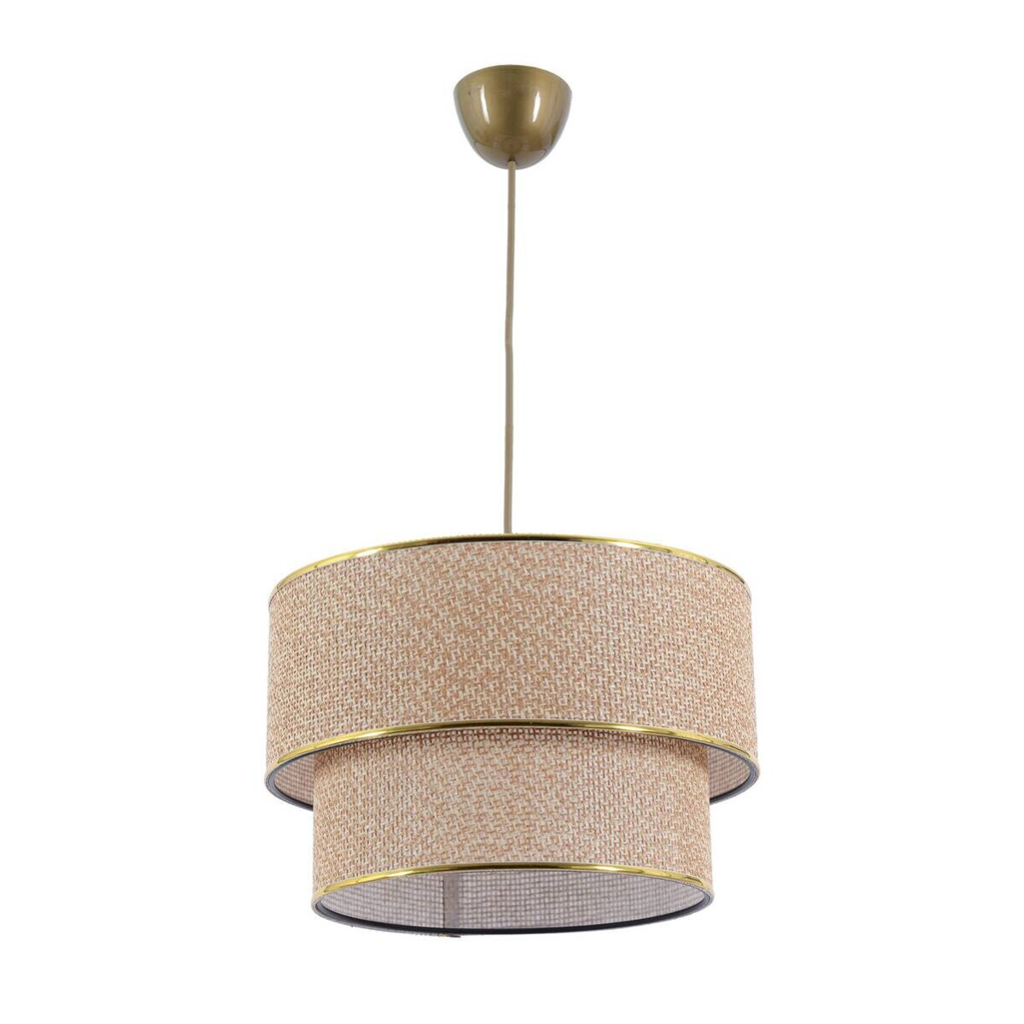 Opviq Pendelleuchte Coral ecru braun Metall Baumwolle B/H/T/L/D: ca. 30x70x30x30x30 cm E27 1 Brennstellen