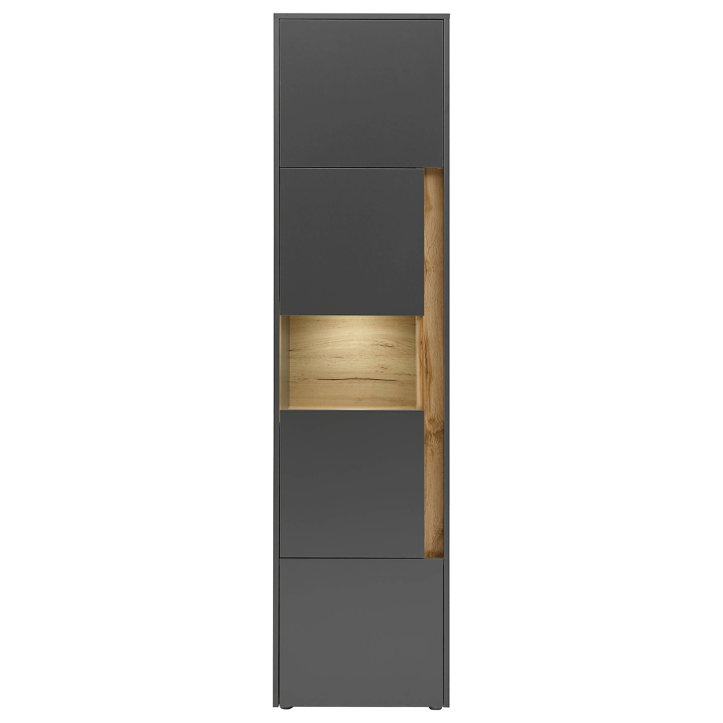 Standvitrine City Eiche Wotan Nachbildung anthrazit B/H/T: ca. 50x197x40 cm