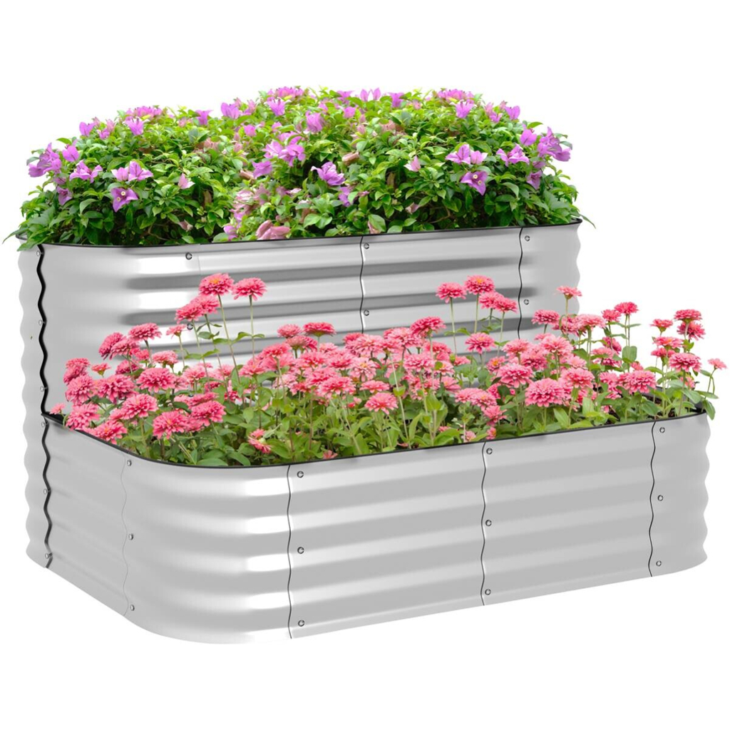 Outsunny Hochbeet silber Metall B/H/L: ca. 90x30x120 cm