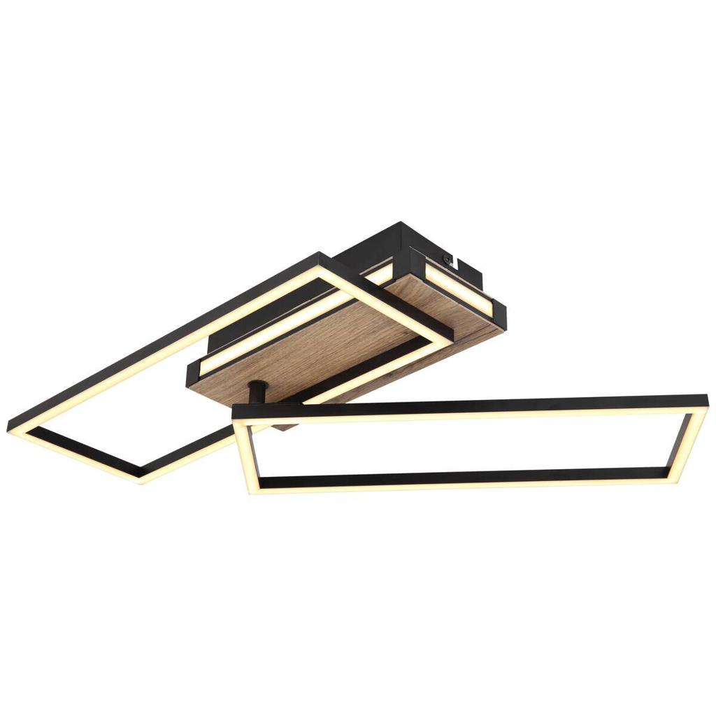 GLOBO LED-Deckenleuchte 67299D dunkelbraun mattschwarz Kunststoff MDF Metall B/H/T: ca. 49x10x60 cm