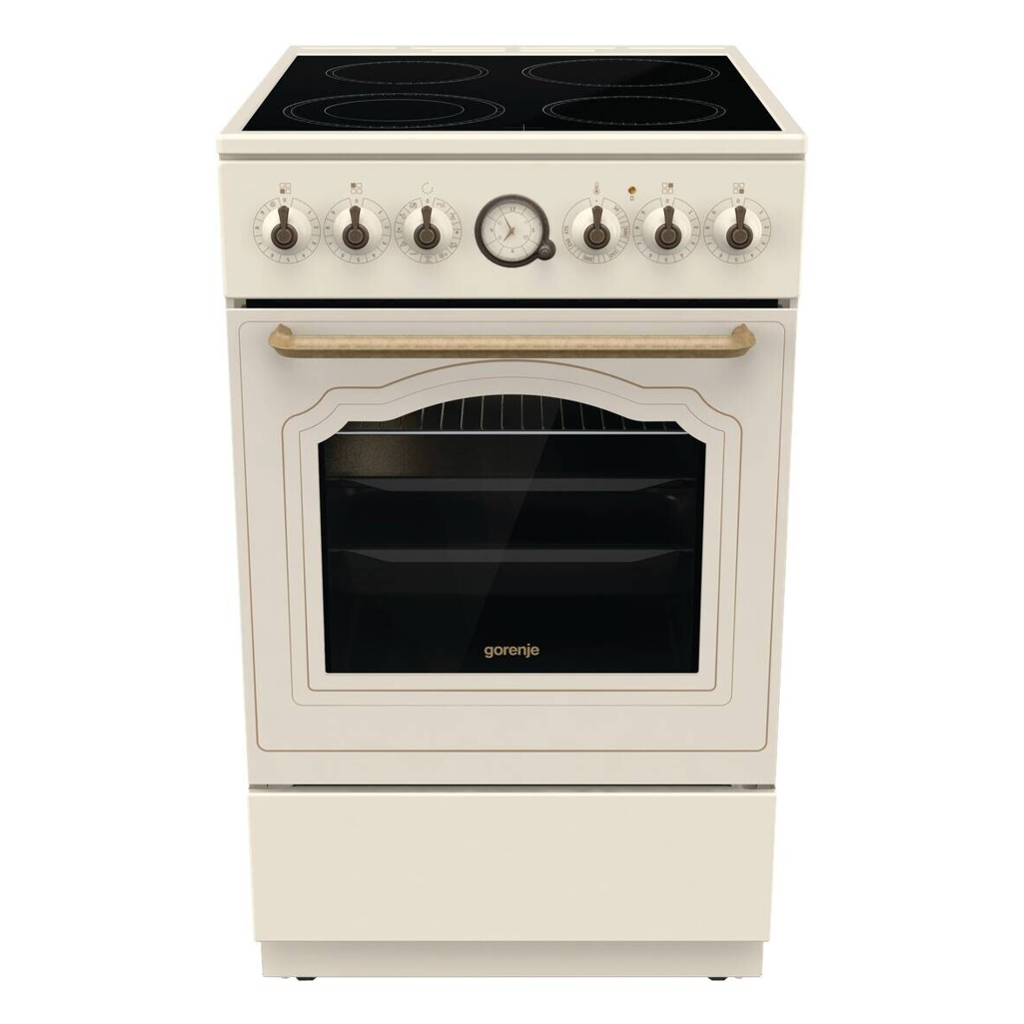 Gorenje Retro-Standherd 50cm mit Glaskeramikkochfeld GECS5B70CLI creme B/H/T: ca. 50x85x59,4 cm