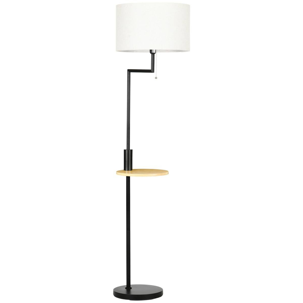 HOMCOM Stehlampe cremeweiß Stahl Bambus Polyester B/H/T: ca. 40x168x40 cm