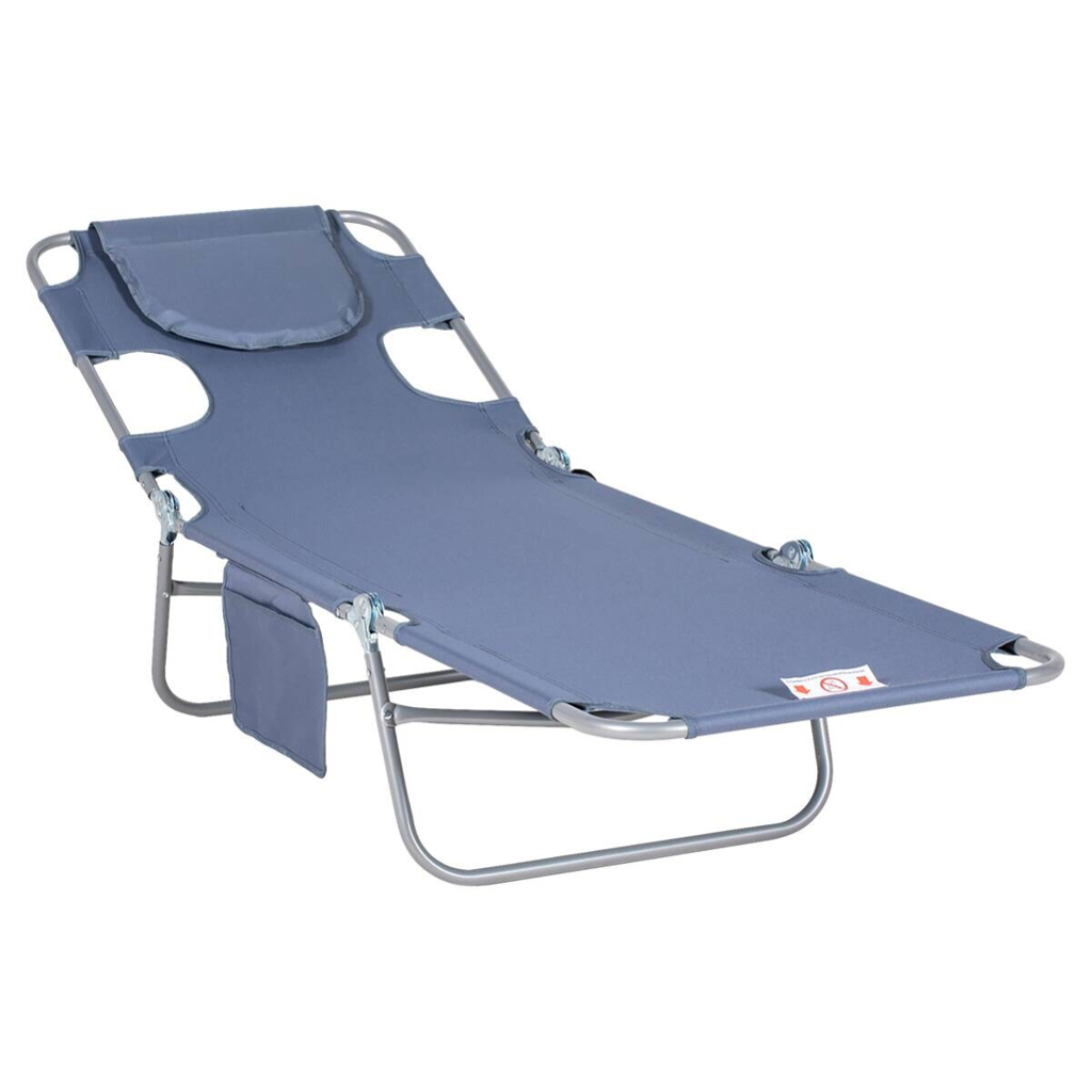 Outsunny Sonnenliege grau Polyester B/H/L: ca. 55x29x185 cm
