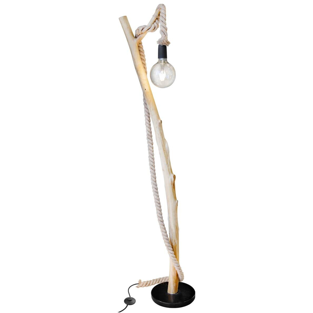 GLOBO Stehlampe NERIDA 42060146X braun schwarz Holz MDF B/H/L: ca. 51x150x25 cm 1 Brennstellen