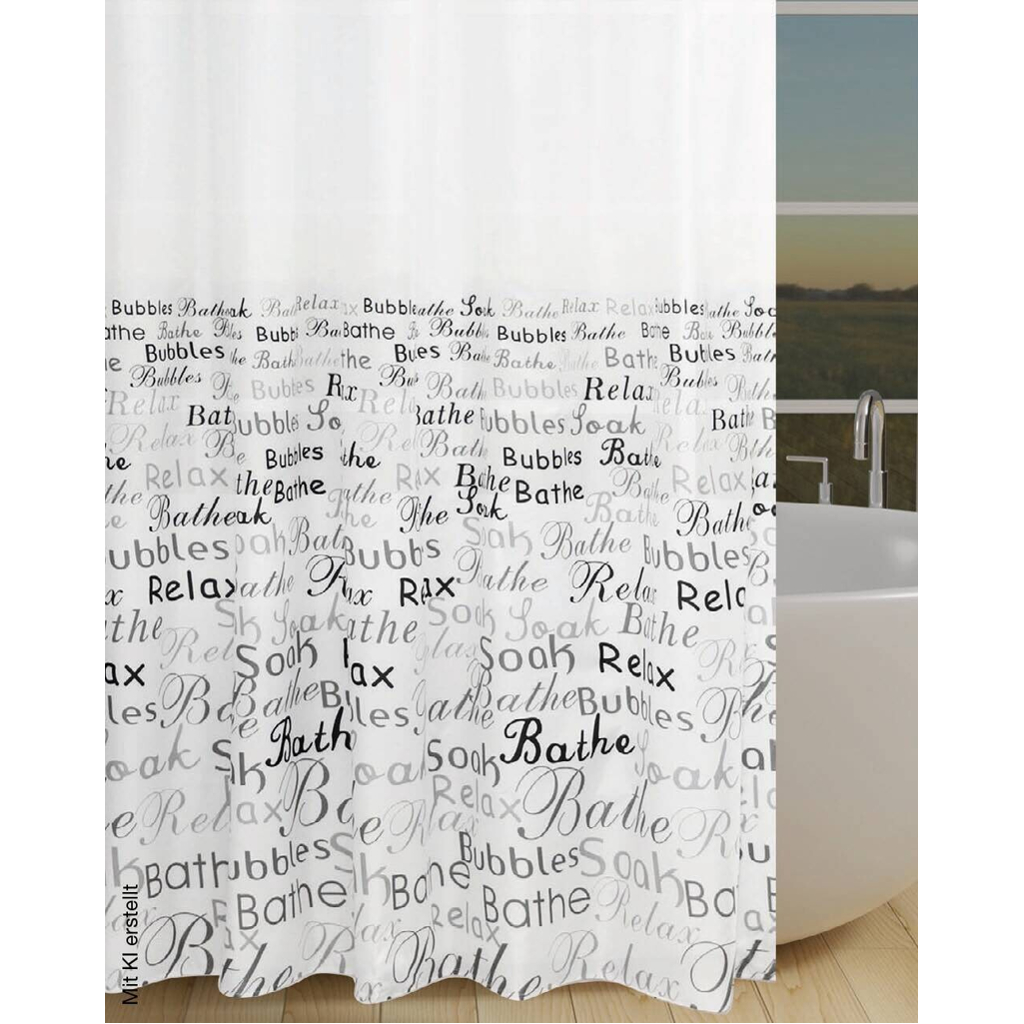 Acus Duschvorhang Relax weiß grau schwarz Polyester B/L: ca. 180x200 cm
