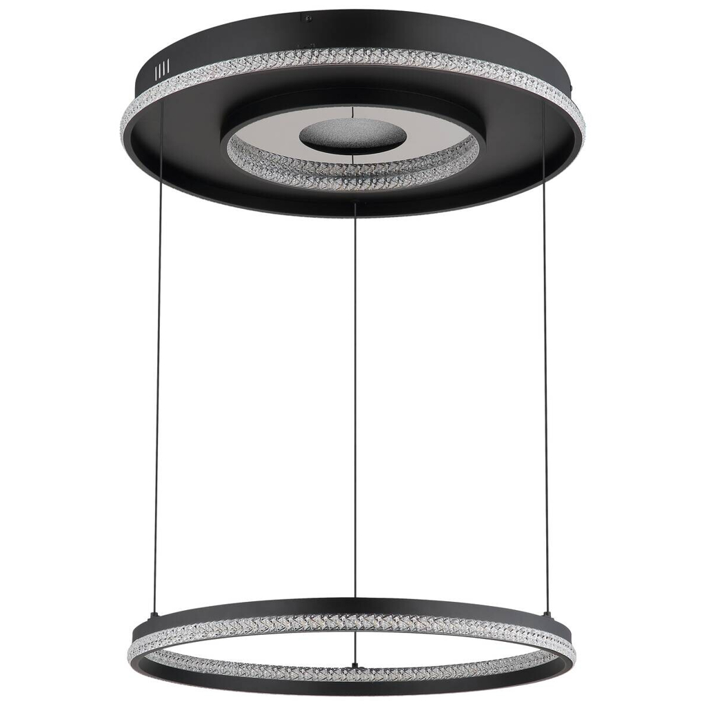 GLOBO Pendelleuchte mattschwarz klar Metall Aluminium H/D: ca. 120x60 cm 1 Brennstellen