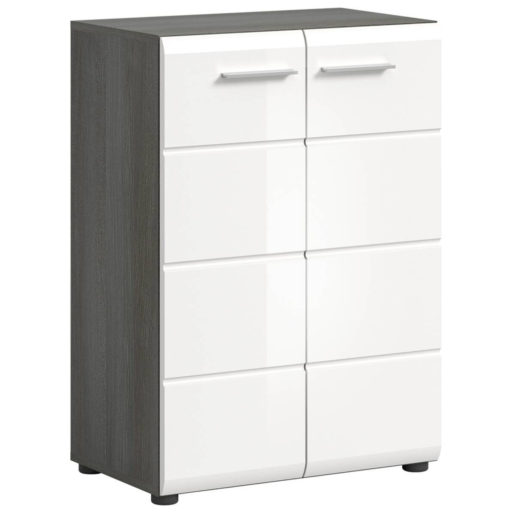 Kommode SALSA Rauchsilber Nachbildung weiß Hochglanz B/H/T: ca. 60x85x37 cm