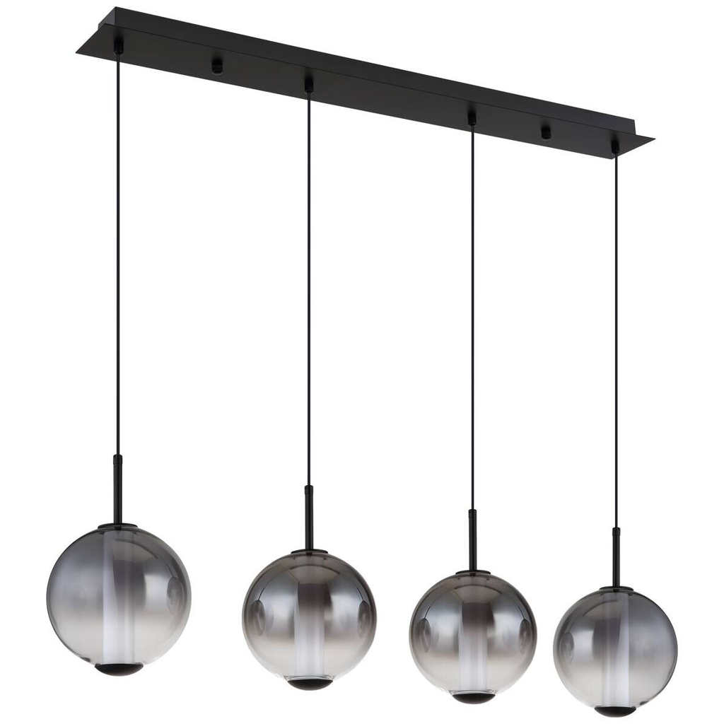 GLOBO Pendelleuchte Opal mattschwarz Rauch Metall Glas B/H: ca. 99x120 cm 1 Brennstellen