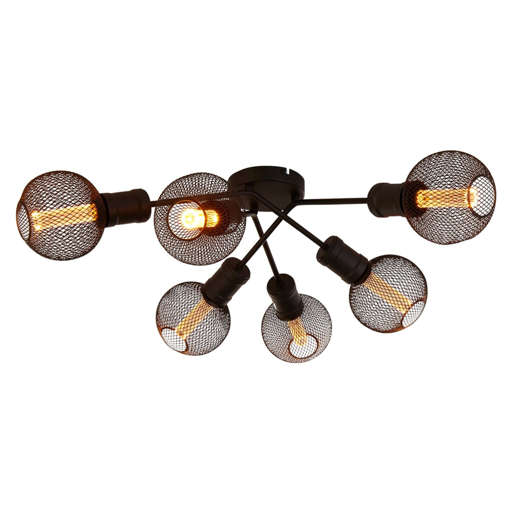 Searchlight Strahler Dance schwarz Stahl B/H/L: ca. 52x15x52 cm E27 6 Brennstellen