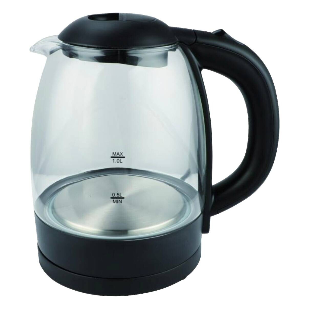 Elta Glas-Wasserkocher GWK-1000.1 transparent schwarz Glas Kunststoff B/H/T: ca. 21x22x18 cm ca. 1 l