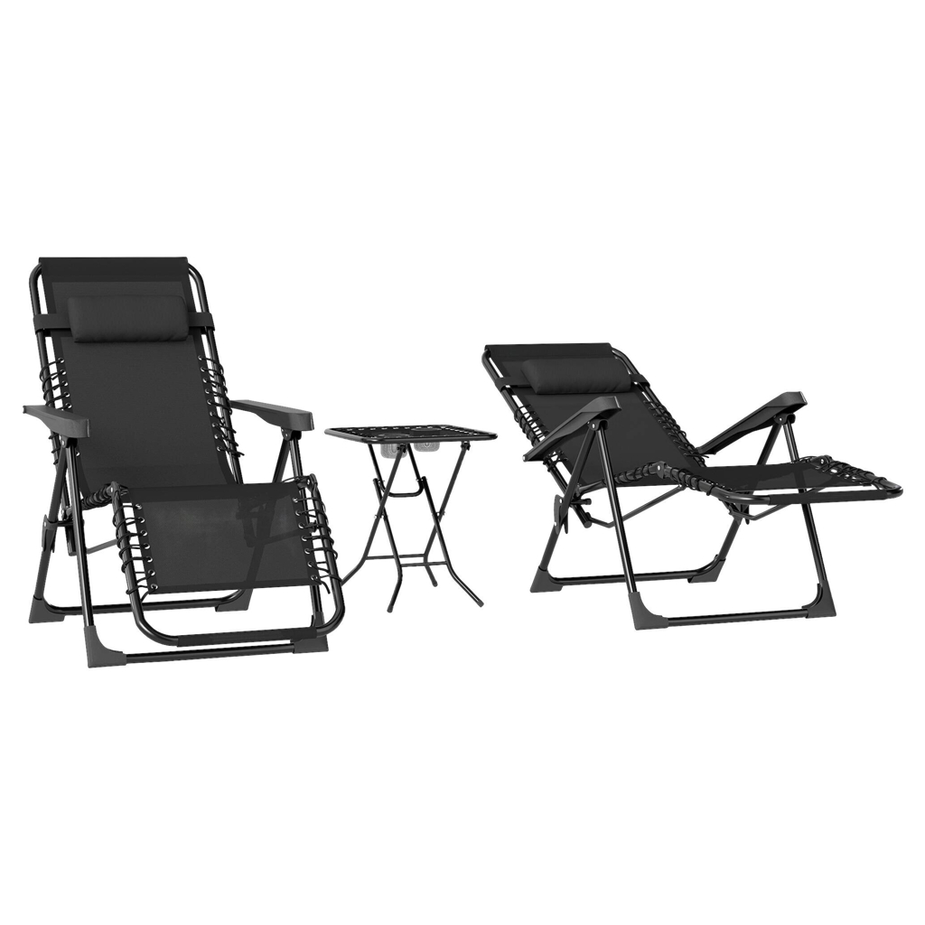 Outsunny Gartenliege 2er Set schwarz Netzstoff B/H/L: ca. 65x110x90 cm