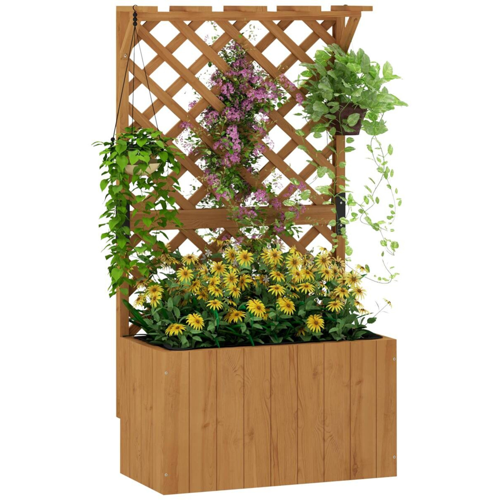 Outsunny Hochbeet Holzoptik Holz B/H/L: ca. 33x122x64 cm