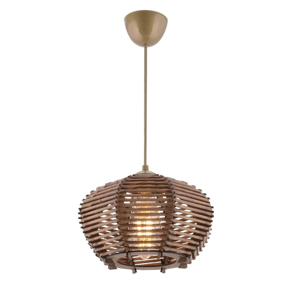 Opviq Pendelleuchte braun Holz B/H/T/L/D: ca. 25x55x25x25x25 cm E27 1 Brennstellen