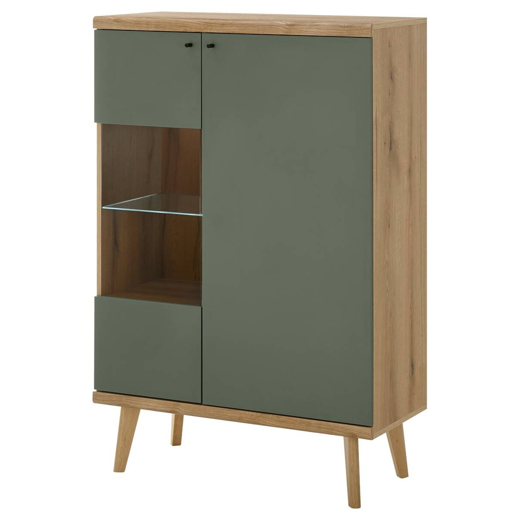 Vitrine Alva Eiche Evoke Coast Nachbildung salbei B/H/T: ca. 90x134x40 cm