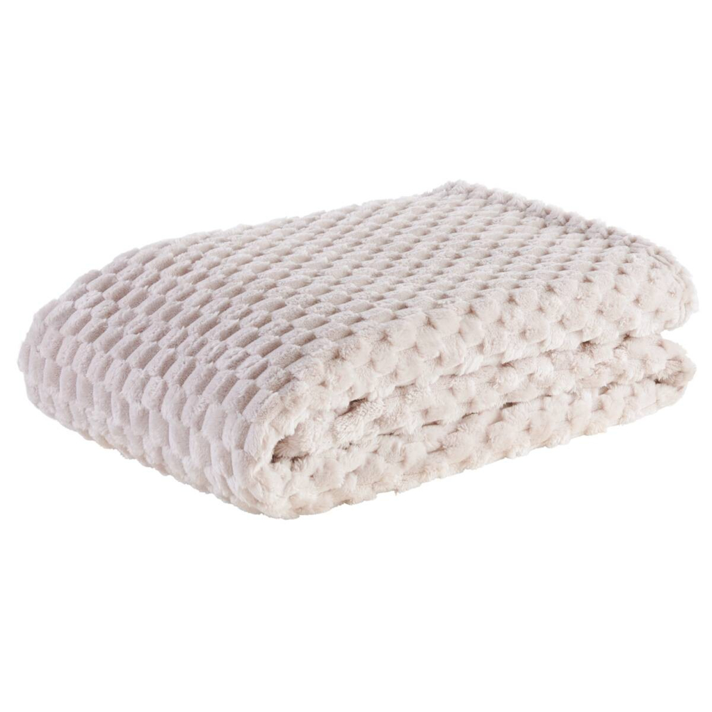 Wohndecke Wabe beige Polyester B/L: ca. 150x200 cm