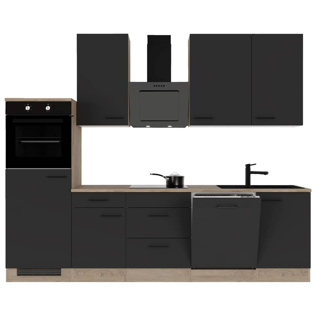 Küchenblock Capri schwarz matt B/T: ca. 280x60 cm