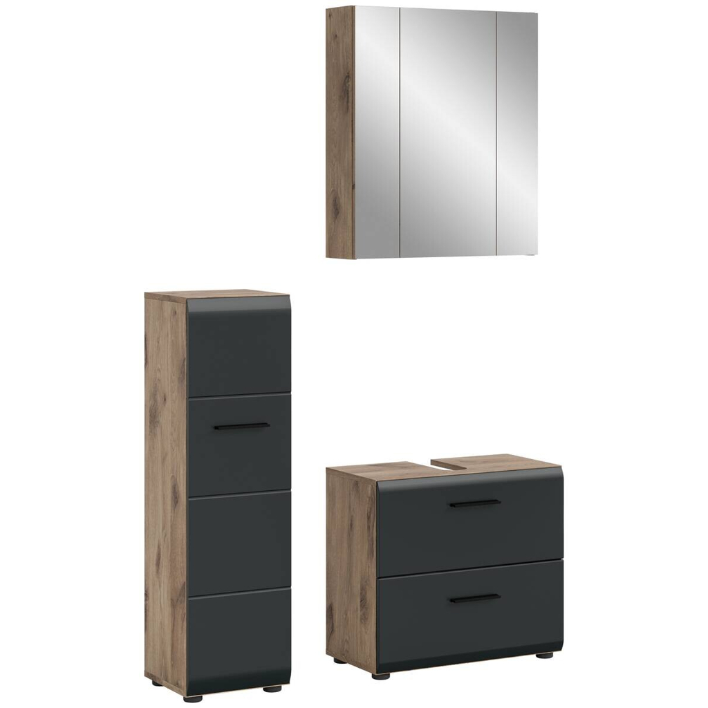 Badezimmer-Set Ice Nox Oak Nachbildung schwarz matt B/H/T: ca. 105x185x30 cm