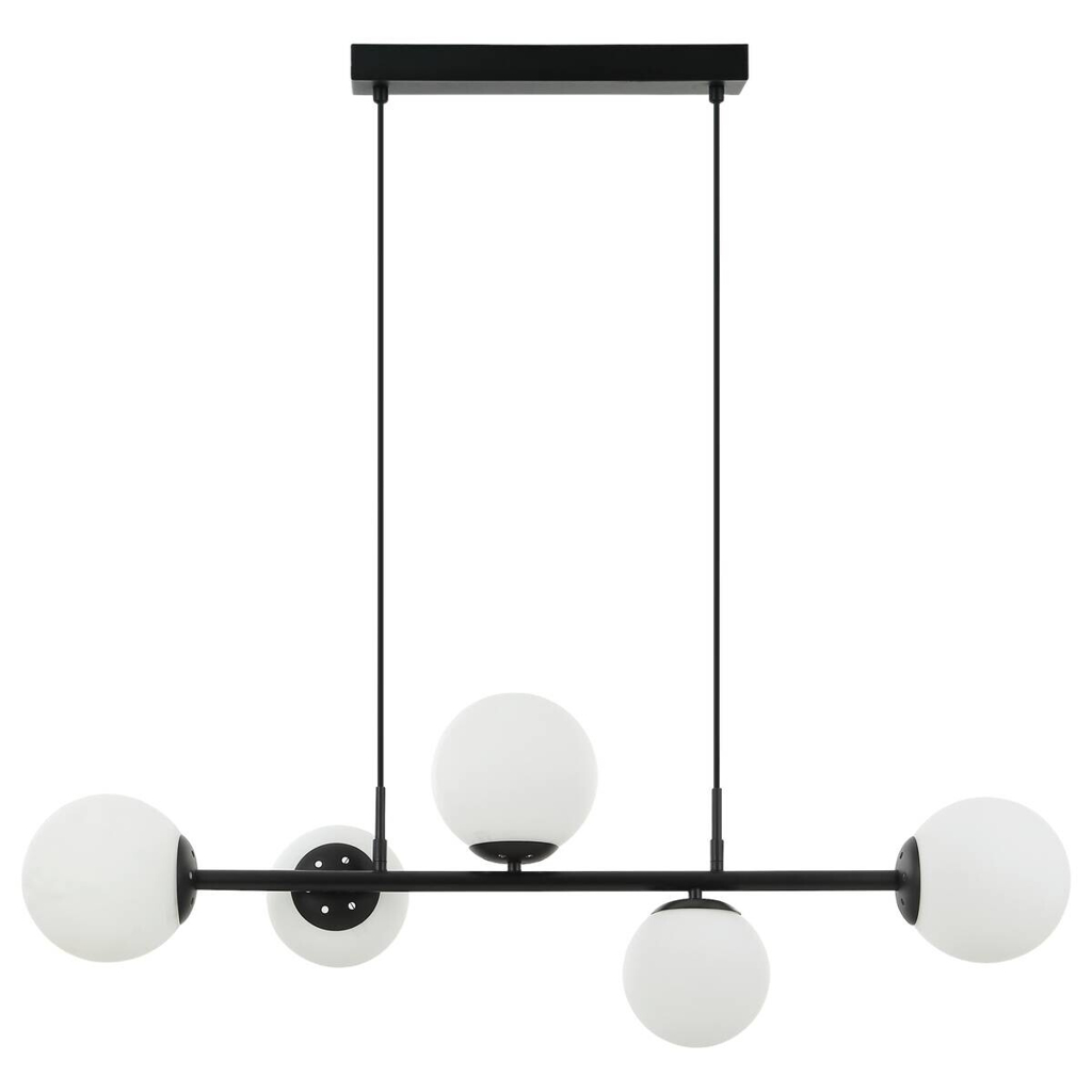 Lamkur Pendelleuchte Maddie schwarz Glas Stahl B/H/L: ca. 120x23x93 cm E14 5 Brennstellen