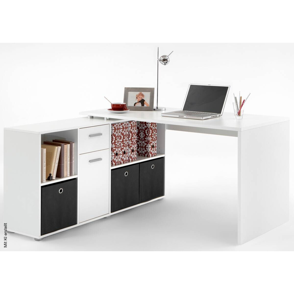 Schreibtisch weiß B/H/T: ca. 136x74x66,5 cm