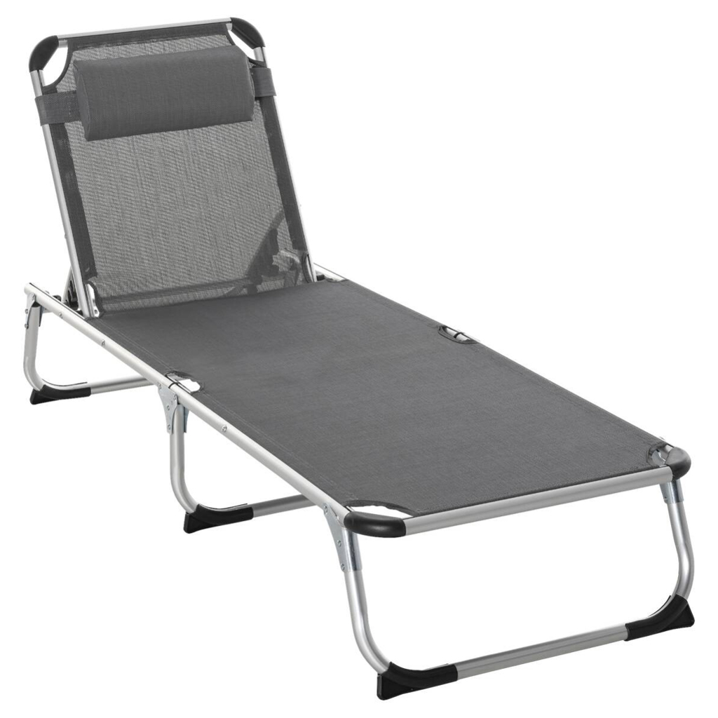 Outsunny Gartenliege grau Aluminium B/H/L: ca. 60x76x165 cm