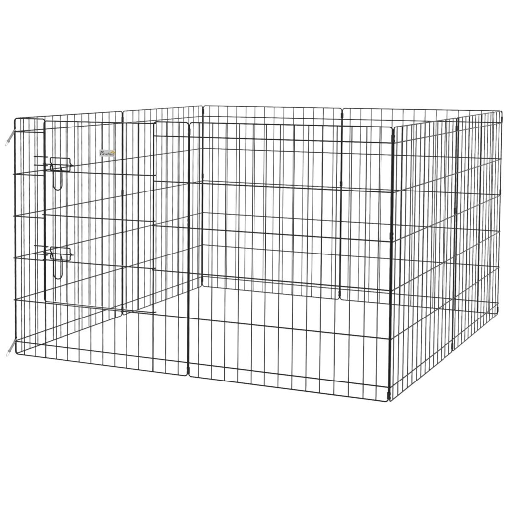PawHut Welpenauslauf schwarz Metall B/H/L: ca. 4x76x61 cm