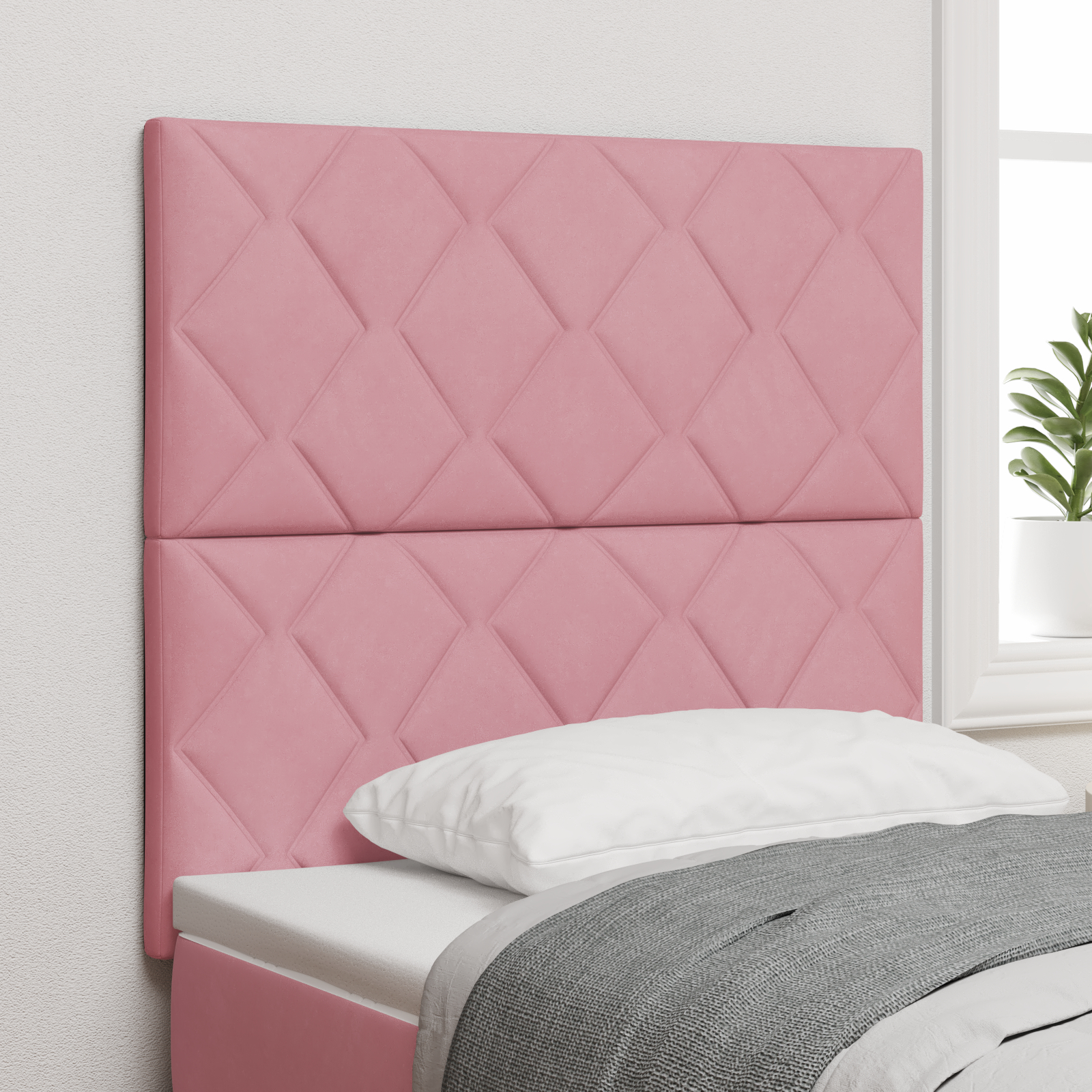 Cabeceira Rosa vidaXL com Blocos de Diamante 90 cm de Veludo, Cabeceira Rosa vidaXL com Blocos de Diamante 180 cm de Veludo