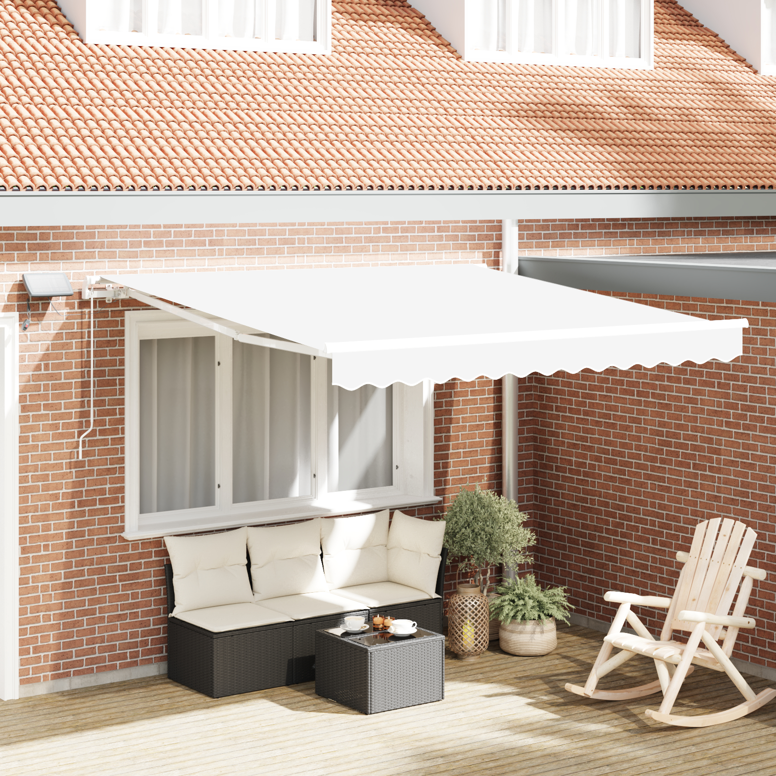 vidaXL ročna retraktibilna tenda z LED belo 350x250 cm, vidaXL tenda za zamenjavo blaga za okvir 3,5x2,5 m bela