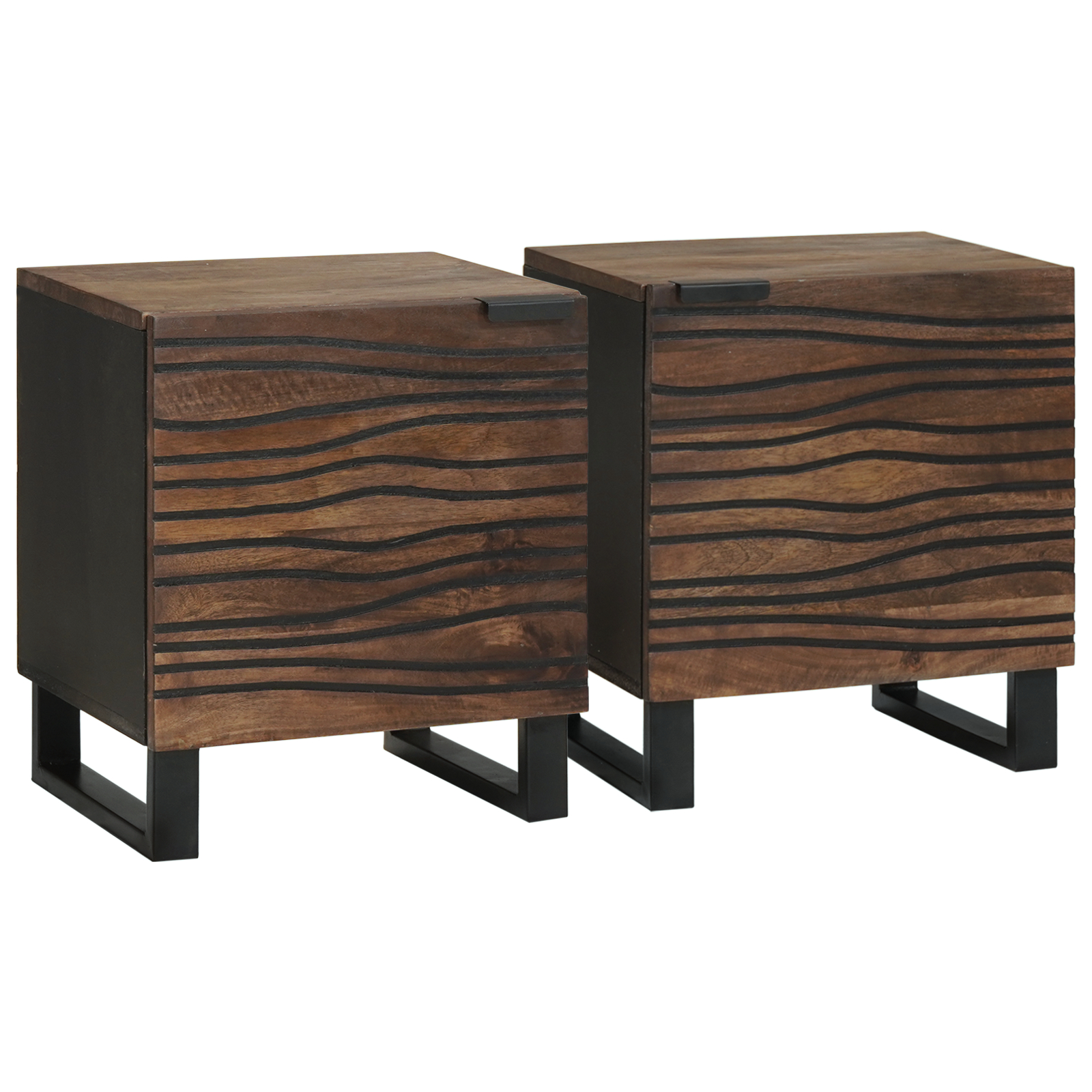 Nachttische 2 Stück 40x33,5x46 cm Massivholz Mango