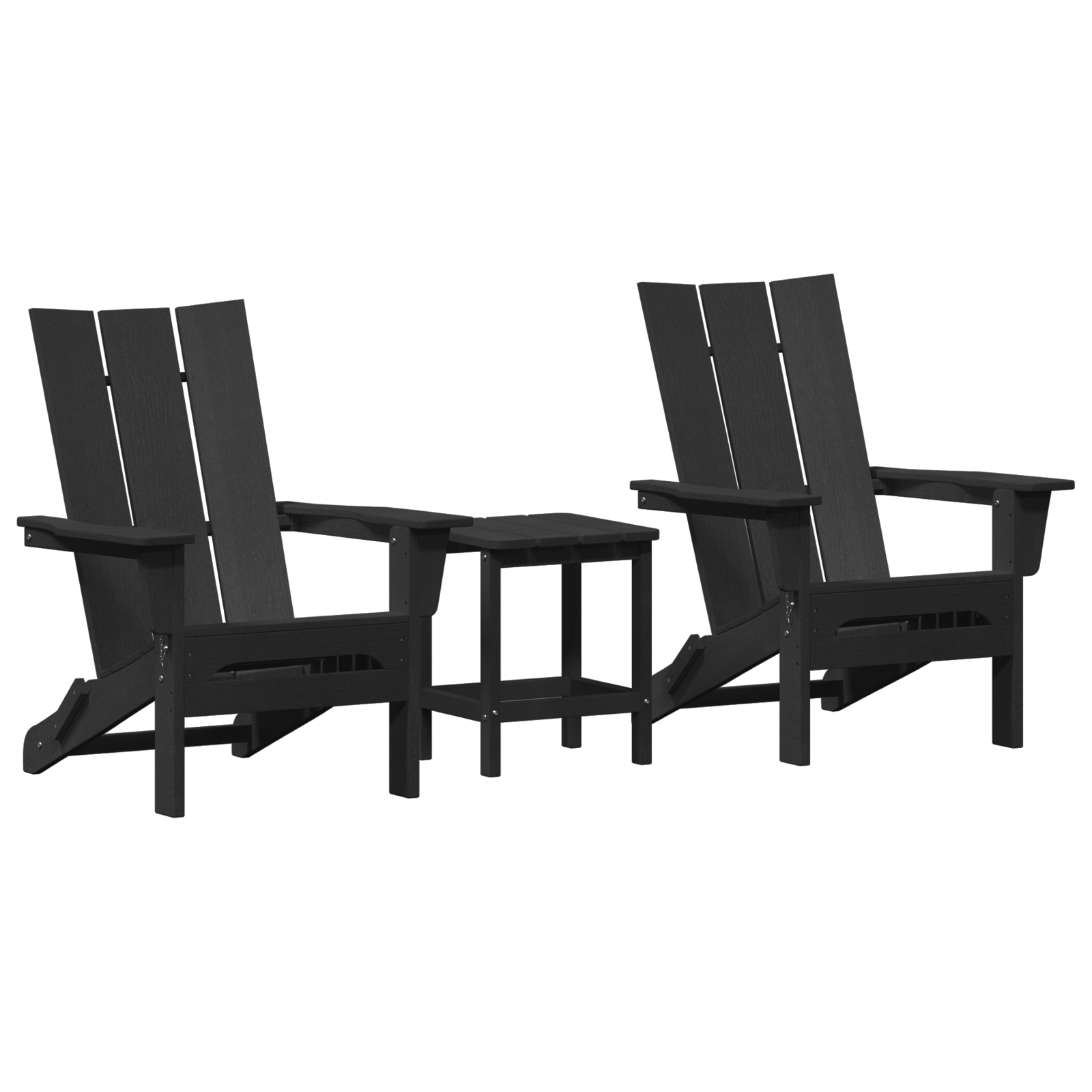 Thumbnail - vidaXL 3-teiliges Garten-Lounge-Set Schwarz HDPE,  Faltbarer Adirondack-Stuhl Schwarz 74,5x80,5x90 cm HDPE,  Adirondack-...