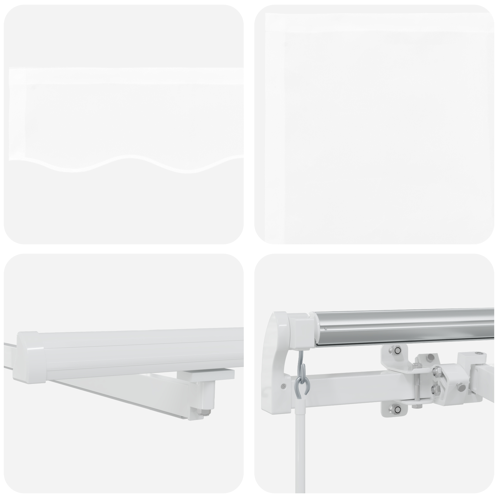 vidaXL Ročna retraktibilna tenda z LED belo 600x300 cm, vidaXL Tenda za zamenjavo blaga za okvir 6x3 m bela - Image 11
