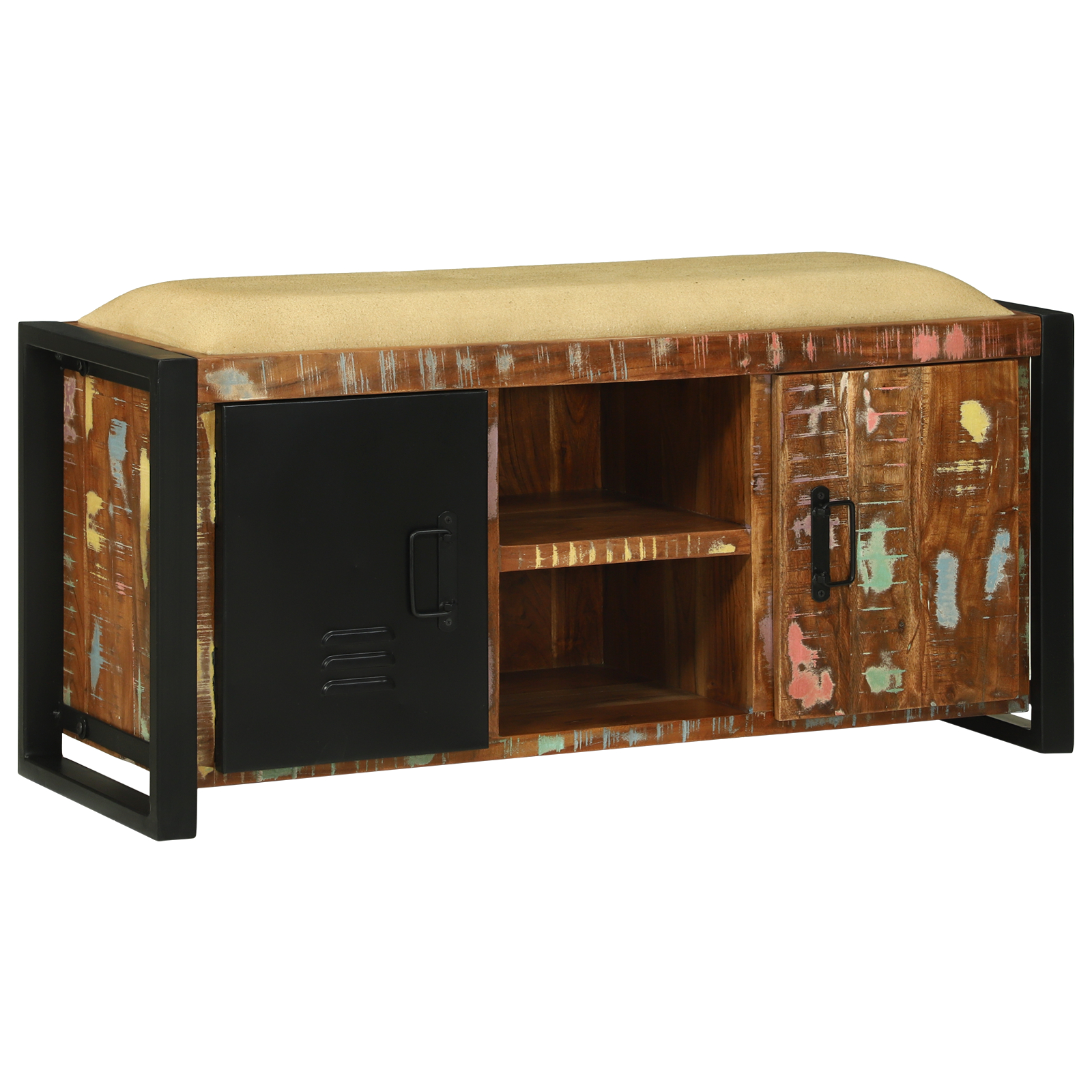 Cabinet bancă Multicolor 100x35x50 cm Lemn masiv recuperat [3]