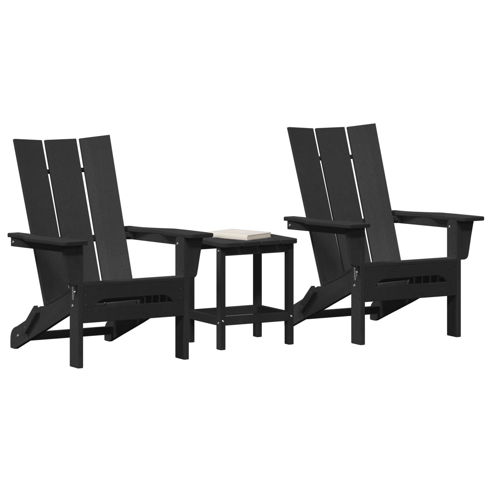 Thumbnail - vidaXL 3-teiliges Garten-Lounge-Set Schwarz HDPE,  Faltbarer Adirondack-Stuhl Schwarz 74,5x80,5x90 cm HDPE,  Adirondack-...