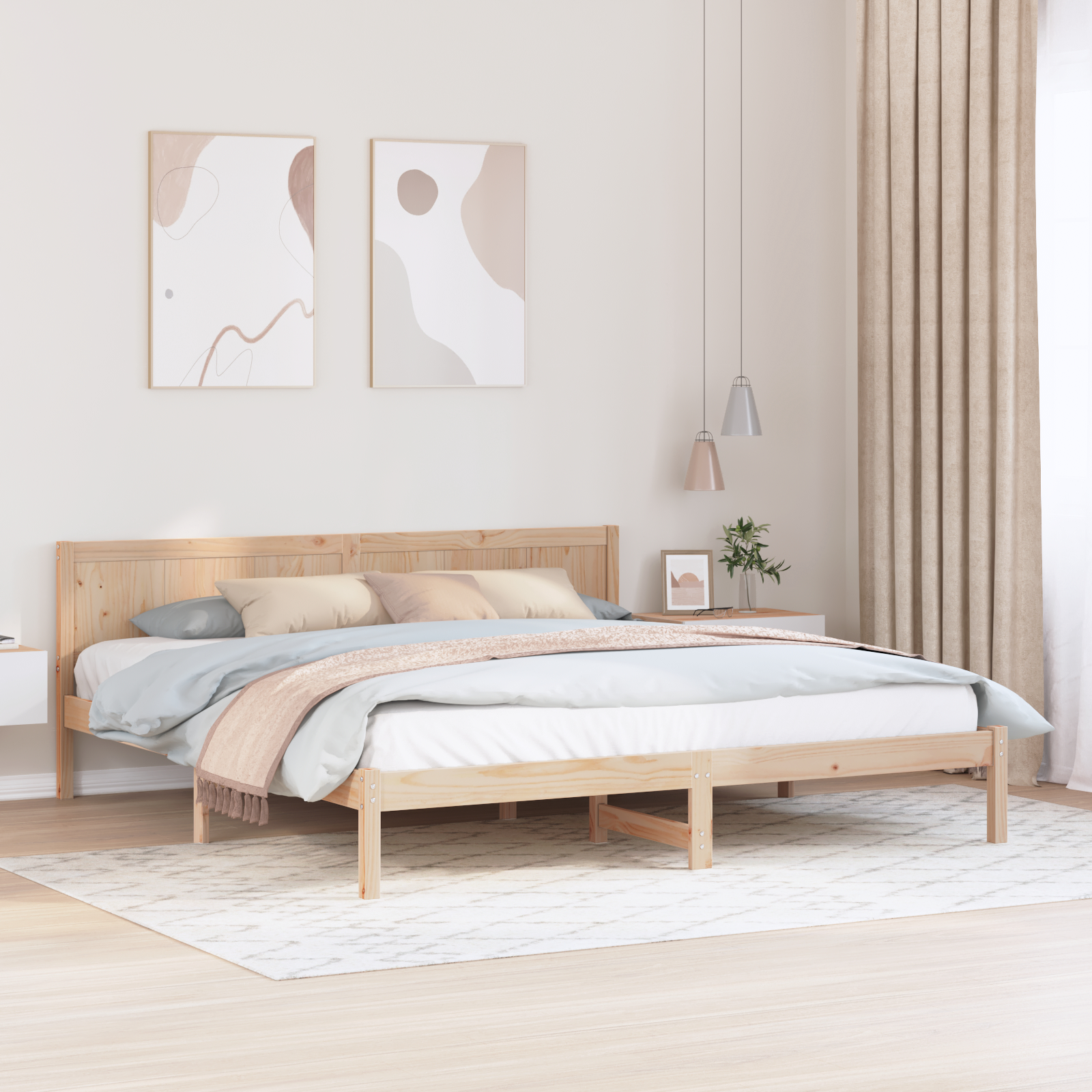 Paturi si accesorii - Cadru de Pat din Lemn de Pin Lemn natural Lemn masiv de pin