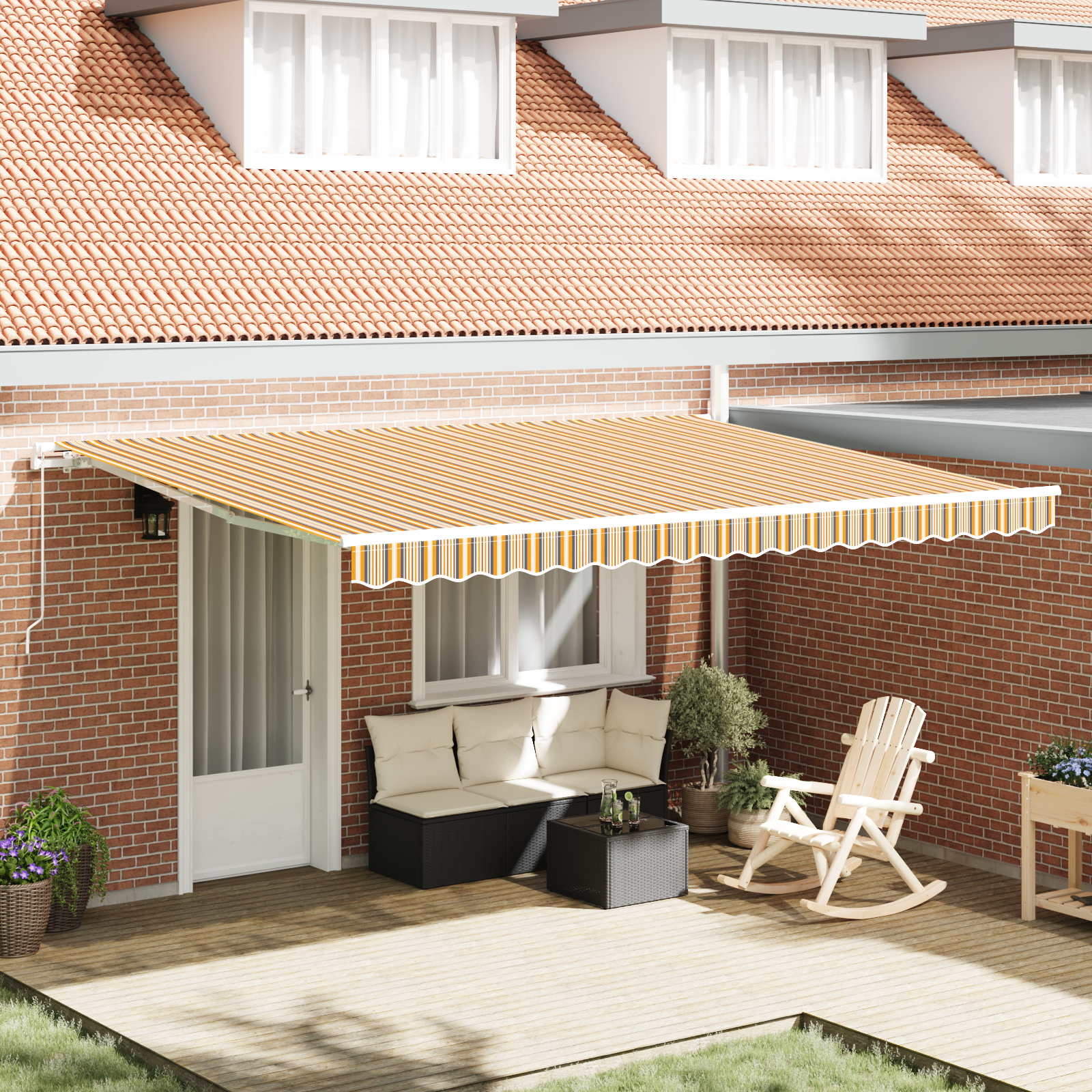 vidaXL Manuelle Einziehbare Markise Gestreifte Farbe 450x300 cm