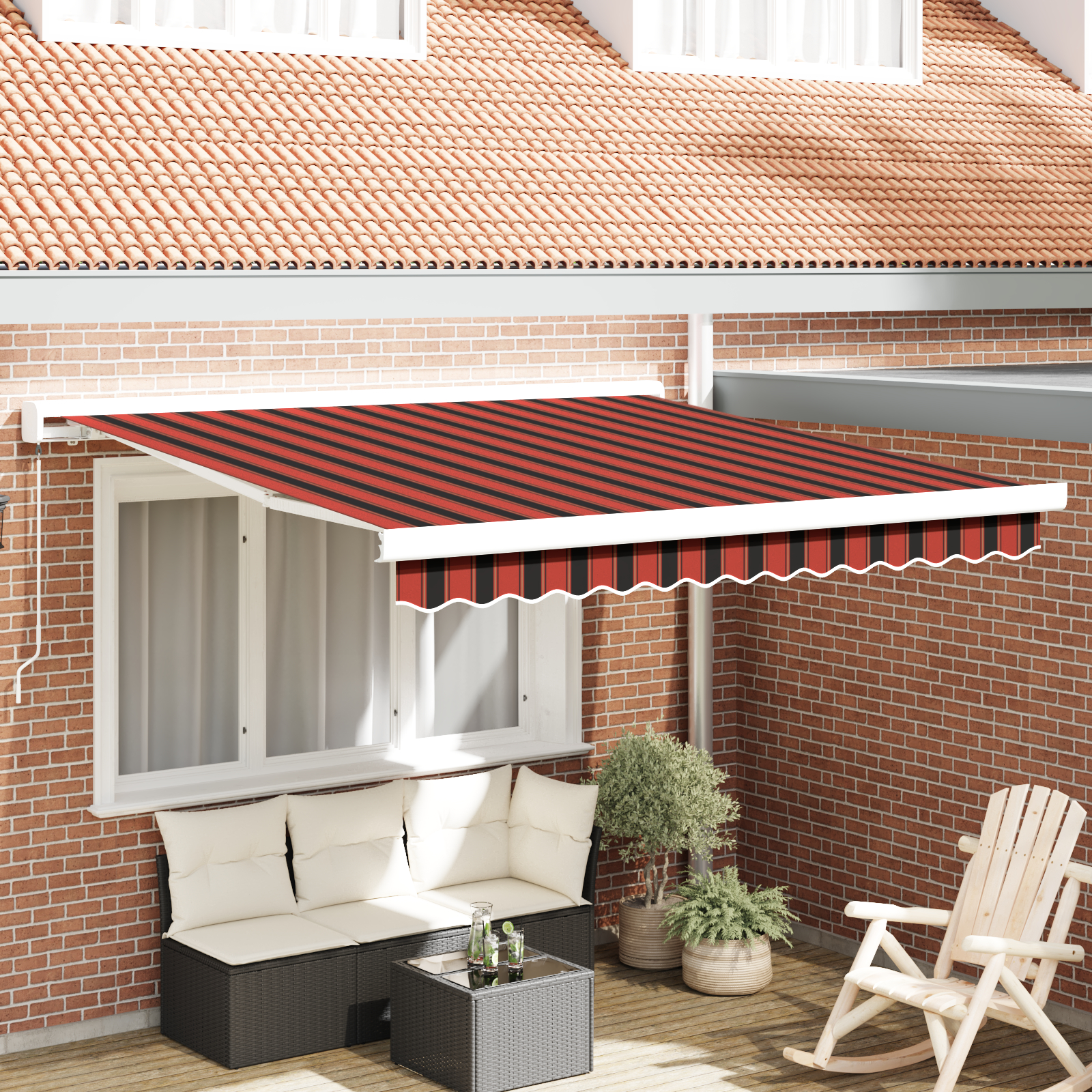 vidaXL Manuelle einziehbare Markise in Orange und Braun 350x250 cm