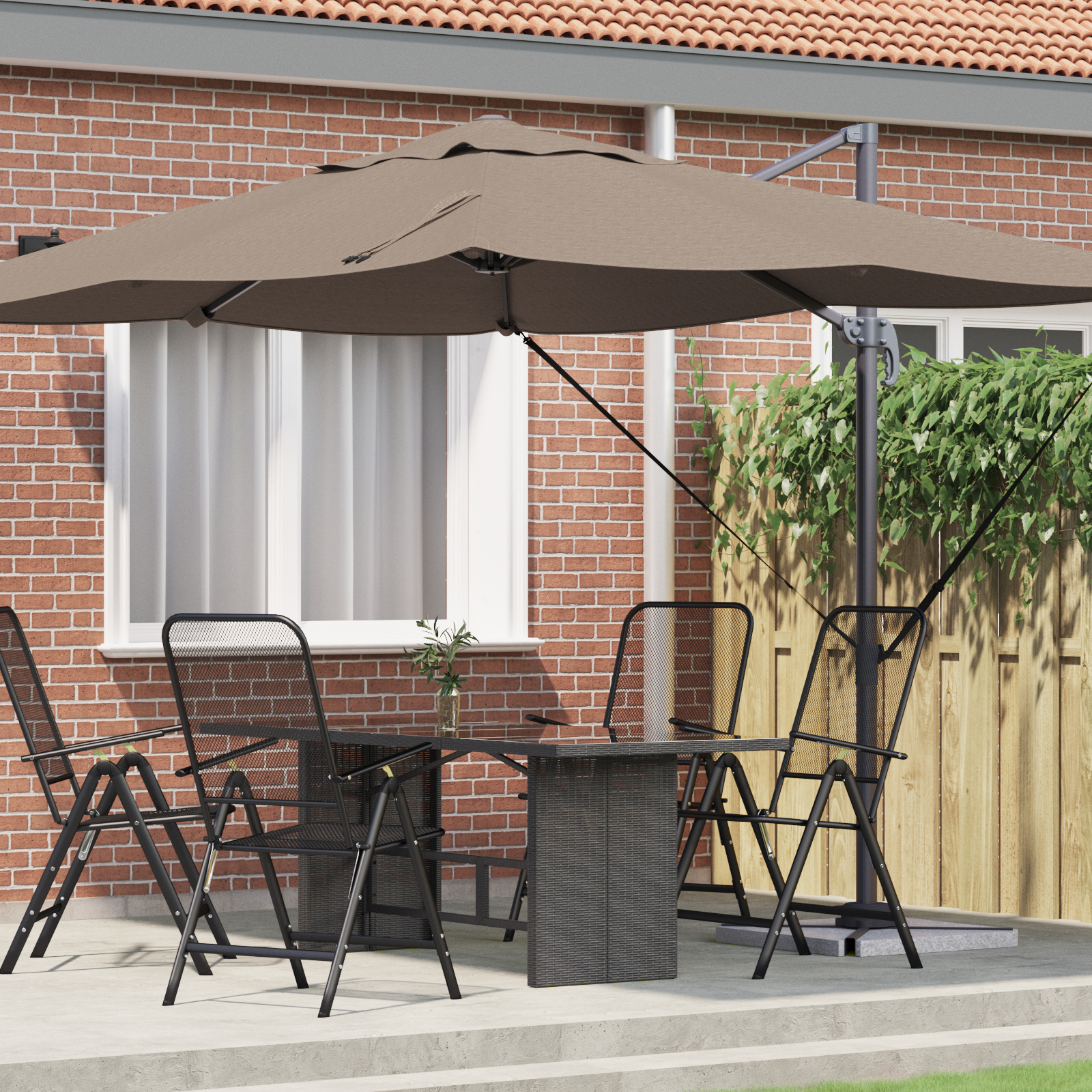 vidaXL Freischwingender Sonnenschirm Taupe Polyester Groß Faltbar