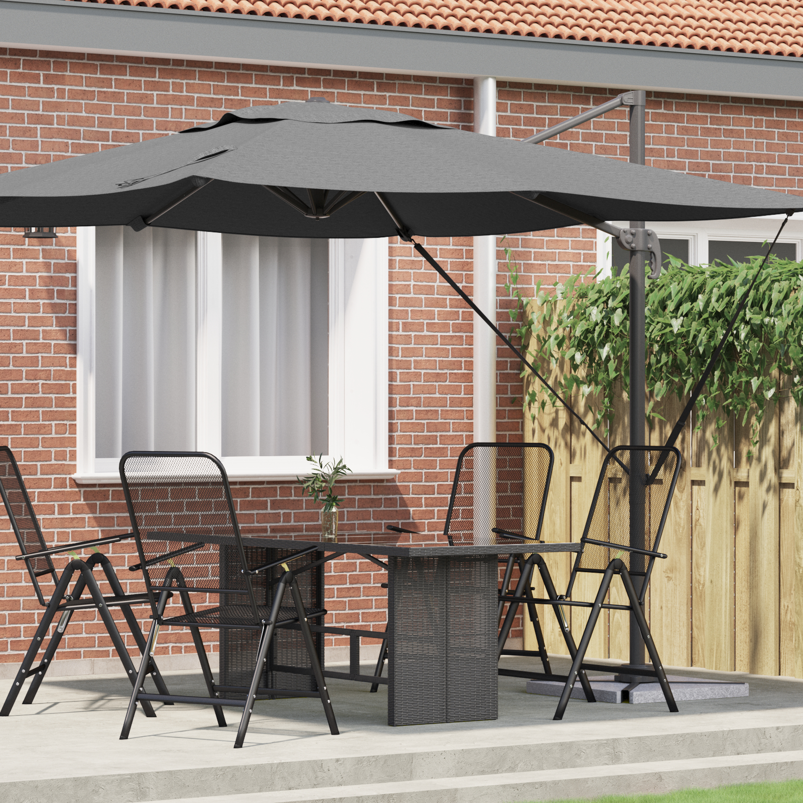 vidaXL Cantilever Roma Parasol Anthrazit 286x285x265 cm Aluminium