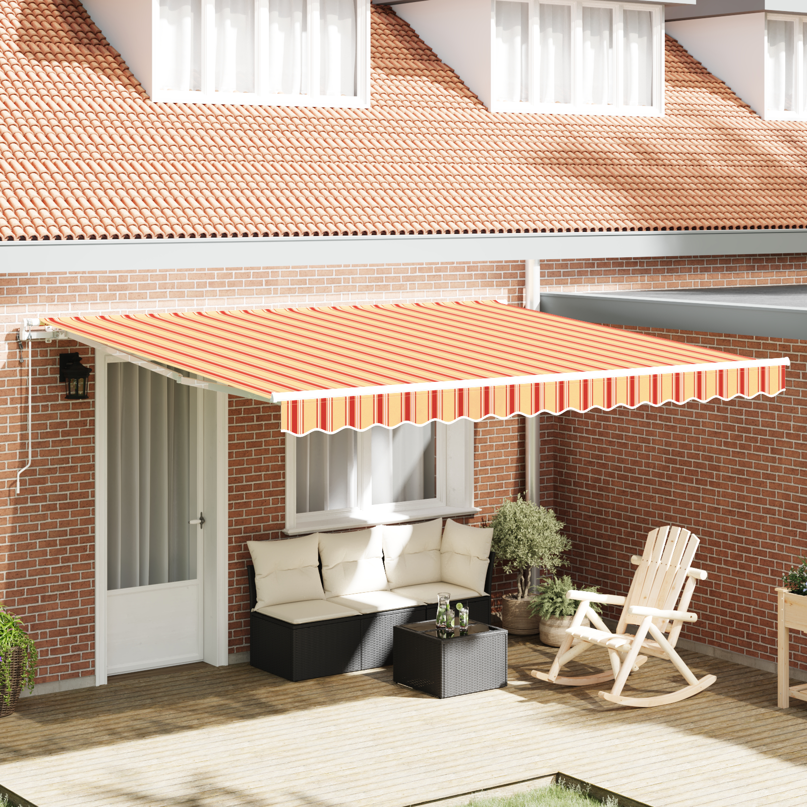 vidaXL Automatische Einziehbare Markise Gelb und Orange 4 x 3 m